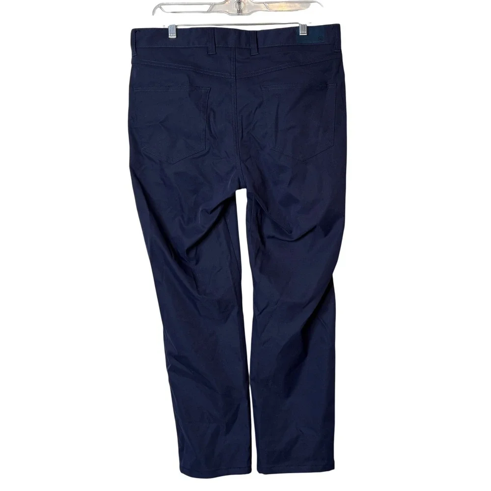 Peter Millar Mens 33x32 Navy Blue Golf Performance Pants Flat Front Casual Chino